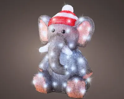Lumineo LED kerstfiguur acryl olifant 70 lampjes 33 x 32,5 x 46cm - afbeelding 3