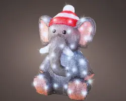 Lumineo LED kerstfiguur acryl olifant 70 lampjes 33 x 32,5 x 46cm - afbeelding 3