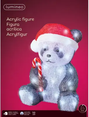 Lumineo LED kerstfiguur acryl panda 36cm - afbeelding 2
