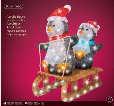 Lumineo LED kerstfiguur acryl pinguïn 110 lampjes 31 x 61,5 x 56,5cm - afbeelding 3