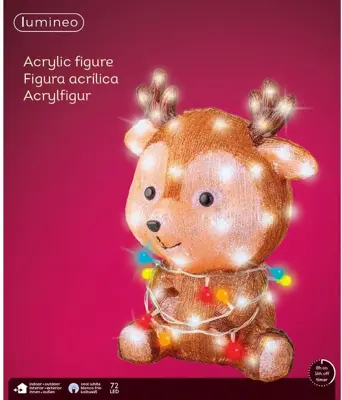 Lumineo LED kerstfiguur acryl rendier - afbeelding 2