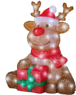 Lumineo LED kerstfiguur acryl rendier 80 lampjes 34,5 x 38,5 x 44,5cm - afbeelding 1