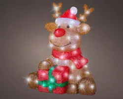 Lumineo LED kerstfiguur acryl rendier 80 lampjes 34,5 x 38,5 x 44,5cm - afbeelding 2