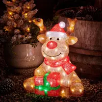 Lumineo LED kerstfiguur acryl rendier 80 lampjes 34,5 x 38,5 x 44,5cm - afbeelding 3