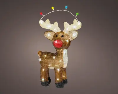 Lumineo LED kerstfiguur acryl Rudolph rendier 48 lampjes 17 x 33 x 47cm - afbeelding 2