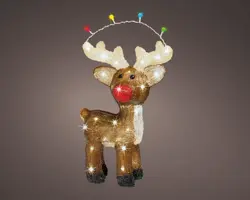Lumineo LED kerstfiguur acryl Rudolph rendier 48 lampjes 17 x 33 x 47cm - afbeelding 2