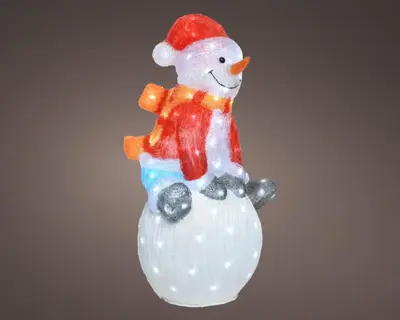 Lumineo LED kerstfiguur acryl sneeuwpop 100 lampjes 33 x 40,5 x 70,5cm - afbeelding 2