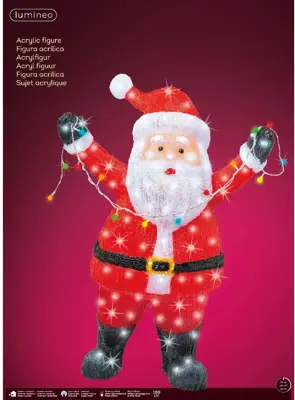 Lumineo LED kerstfiguur acryl staande kerstman 34 x 63 x 88cm - afbeelding 3