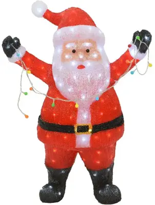Lumineo LED kerstfiguur acryl staande kerstman 34 x 63 x 88cm - afbeelding 1