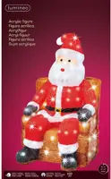 Lumineo LED kerstfiguur acryl zittende kerstman 32 x 36 x 60cm - afbeelding 3