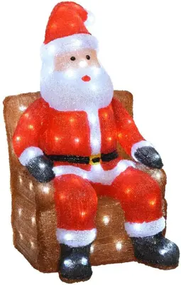 Lumineo LED kerstfiguur acryl zittende kerstman 32 x 36 x 60cm - afbeelding 1