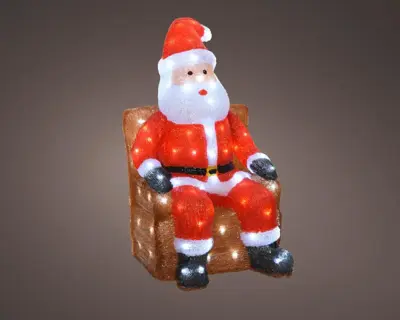 Lumineo LED kerstfiguur acryl zittende kerstman 32 x 36 x 60cm - afbeelding 2