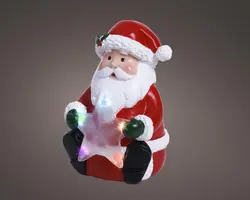 Lumineo LED kerstfiguur polyresin kerstman met ster 15,5cm, multicolor - afbeelding 1