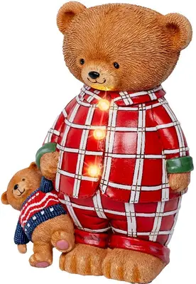 Lumineo LED kerstfiguur polyresin kleine beer 24cm, multicolor - afbeelding 1