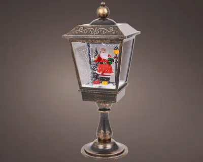 Lumineo LED lantaarn sneeuwval effect antiek koper 27 x 70cm, koel wit - afbeelding 1