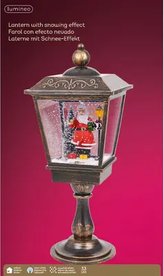 Lumineo LED lantaarn sneeuwval effect antiek koper 27 x 70cm, koel wit - afbeelding 3