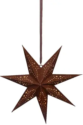 Lumineo LED papieren ster bruin Ø 38 x 18,5cm, warm wit - afbeelding 1