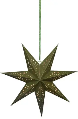 Lumineo LED papieren ster groen Ø 38 x 18,5cm, warm wit - afbeelding 1