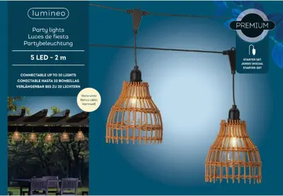 Lumineo LED partylight 200cm 5 LED Warm wit - afbeelding 3