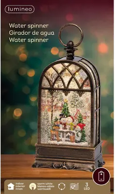 Lumineo LED waterspinner lantaarn brons 8,1 x 13,6 x 26cm, warm wit - afbeelding 3