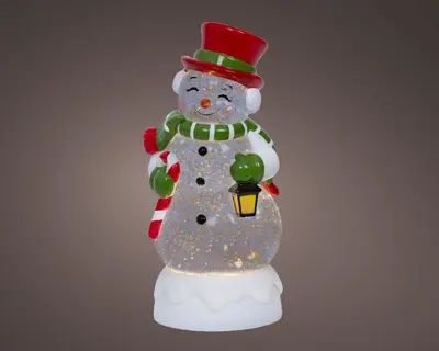 Lumineo LED waterspinner sneeuwman meerkleurig 11,5 x 10,5 x 25cm, warm wit - afbeelding 1