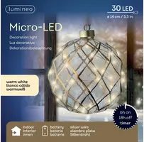 Lumineo micro LED bal helder 30 lampjes Ø 14cm, warm wit - afbeelding 1