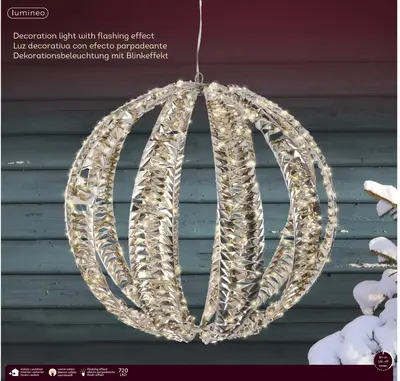 Lumineo Micro LED bal pet flashing effect buiten 50 cm 720 led warm wit - afbeelding 3