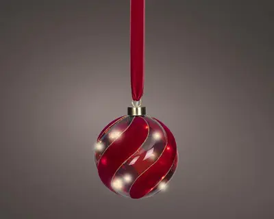 Lumineo micro LED bal rood 30 lampjes Ø 14cm, warm wit - afbeelding 1