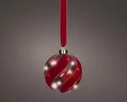 Lumineo micro LED bal rood 30 lampjes Ø 14cm, warm wit - afbeelding 1
