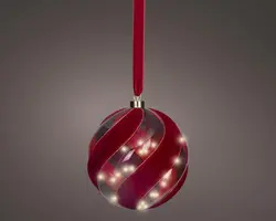 Lumineo micro LED bal rood 40 lampjes Ø 20cm, warm wit - afbeelding 1