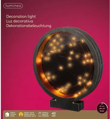 Lumineo micro LED cirkel frame zwart 25 x 4 x 28cm - afbeelding 3