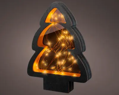 Lumineo micro LED kerstboom frame zwart 21 x 4 x 28 cm - afbeelding 1