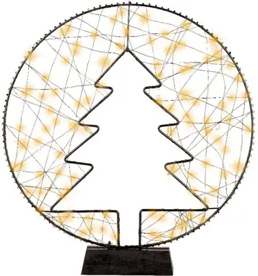 Lumineo micro LED kerstboom in cirkel 35 x 4cm, classic warm - afbeelding 1