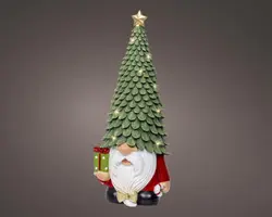 Lumineo micro LED kerstfiguur gnoom op batterijen groen 40cm, warm wit - afbeelding 1