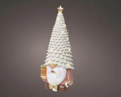 Lumineo micro LED kerstfiguur gnoom op batterijen wit 40cm, warm wit - afbeelding 1