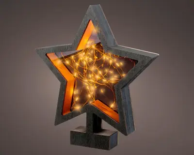Lumineo micro LED ster frame zwart 26 x 4 x 28cm - afbeelding 1