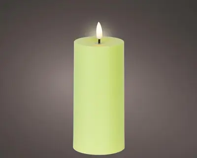 Lumineo solar kaars plastic groen Ø7 x 15 cm warm wit - afbeelding 1
