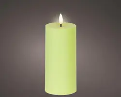 Lumineo solar kaars plastic groen Ø7 x 15 cm warm wit - afbeelding 1