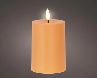 Lumineo solar kaars plastic oranje Ø7 x 10 cm warm wit - afbeelding 1