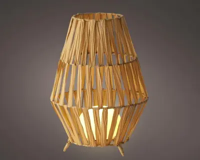 Lumineo Solar lantaarn wicker 26 x 37 cm naturel - afbeelding 2