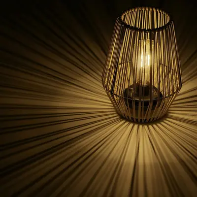 Lumineo Solar tafellamp wicker 17,5 x 23 cm - naturel - afbeelding 2