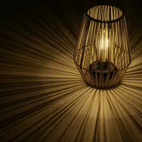 Lumineo Solar tafellamp wicker 17,5 x 23 cm - naturel - afbeelding 2