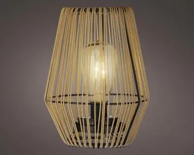 Lumineo Solar tafellamp wicker 17,5 x 23 cm - naturel - afbeelding 3