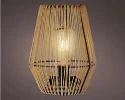 Lumineo Solar tafellamp wicker 17,5 x 23 cm - naturel - afbeelding 3