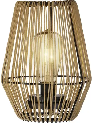 Lumineo Solar tafellamp wicker 17,5 x 23 cm - naturel - afbeelding 1