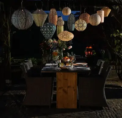 Lumiz solar lampion voor buiten  folia 20cm grijs/blauw - afbeelding 4