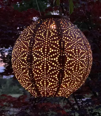 Lumiz solar lampion voor buiten round sashiko 20cm koper - afbeelding 3