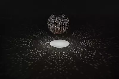 Lumiz solar lampion voor buiten round sashiko 20cm koper - afbeelding 2