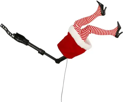 Luville kerstfiguur kunststof kerstvrouw met bewegende benen 17x13x35cm multi