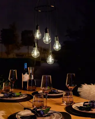 Luxform hanglamp 5x gloeilamp d60cm zwart - afbeelding 3